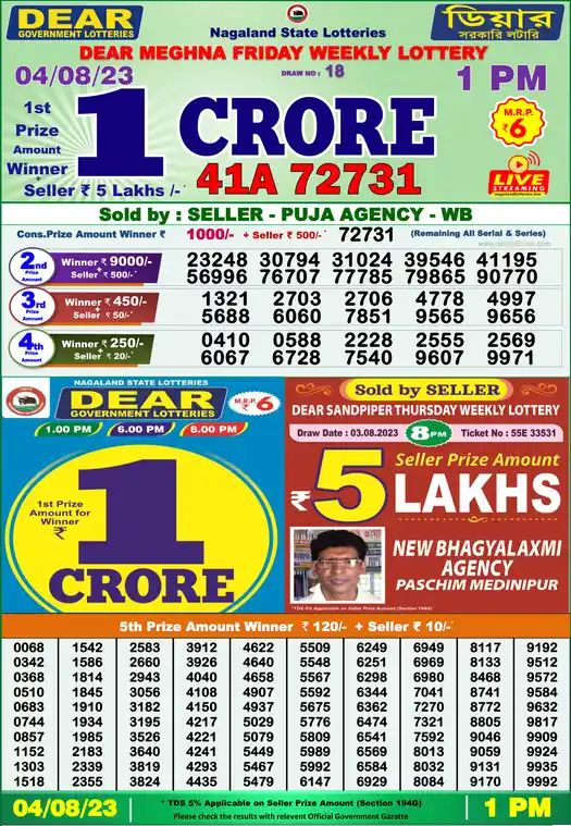 Lottery Sambad 1 PM result 04 Aug 2023