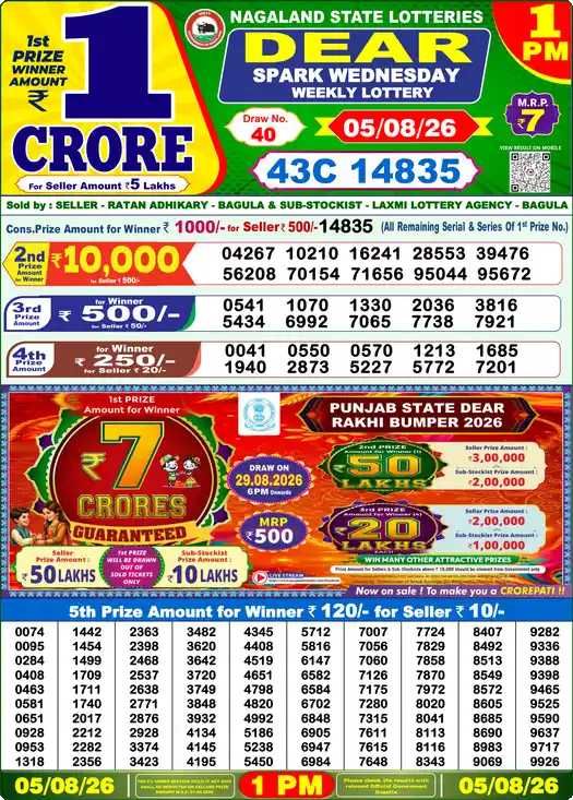 Lottery Sambad 1 PM result 05 Aug 2026