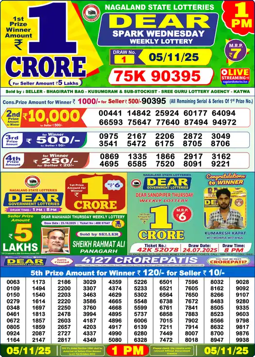 Lottery Sambad 1 PM result 05 Nov 2025