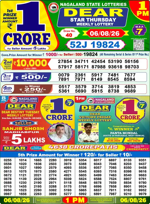 Lottery Sambad 1 PM result 06 Aug 2026