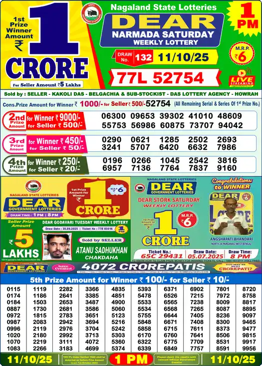 Lottery Sambad 1 PM result 11 Oct 2025