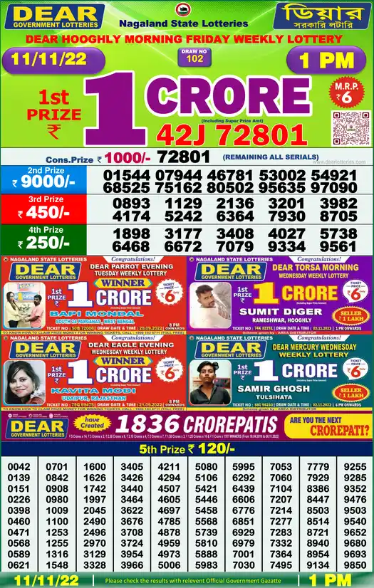 Lottery Sambad 1 PM result 11 Nov 2022