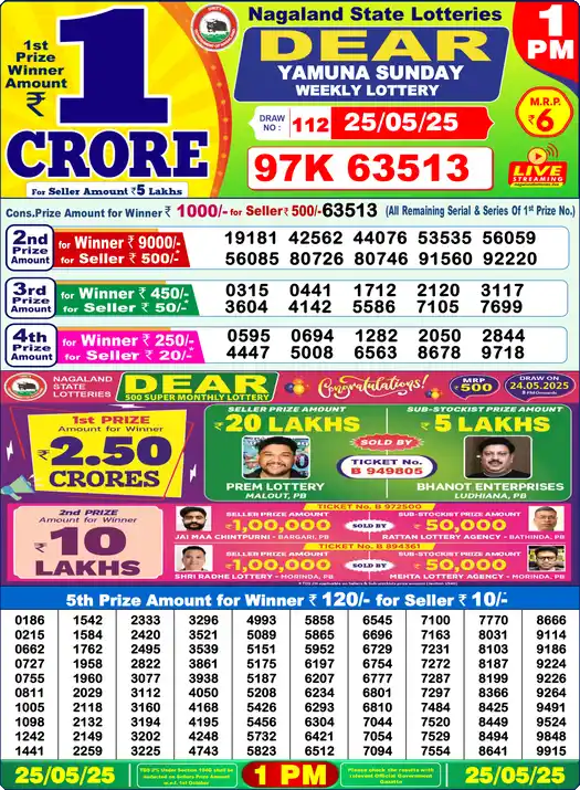 Lottery Sambad 1 PM result 25 May 2025
