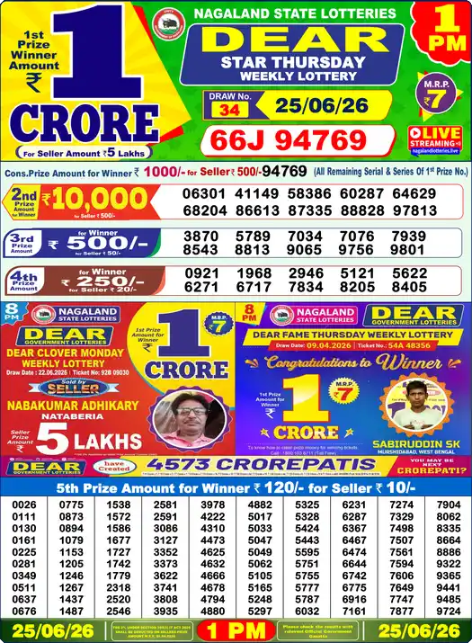 Dhan Kesari Today 1:00 PM Result 25 June 2026