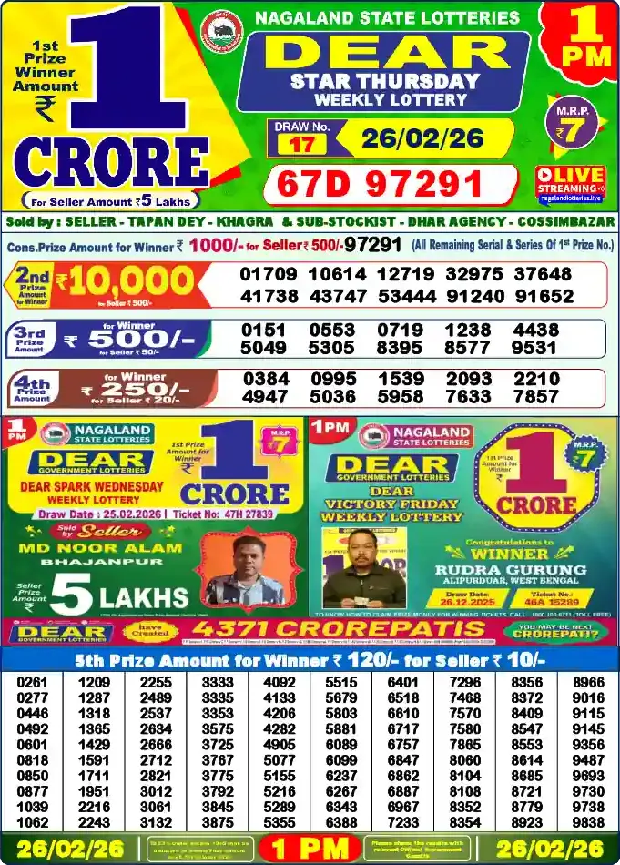 Lottery Sambad 1 PM result 26 Feb 2026