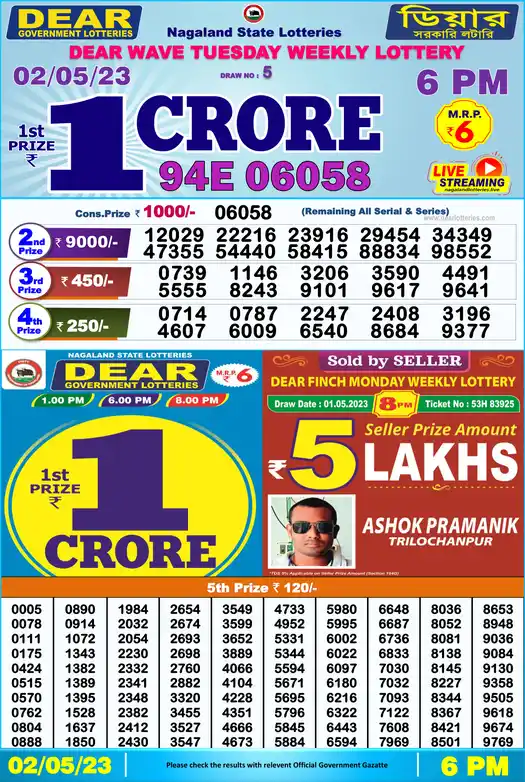 Lottery Sambad 6 PM result 02 May 2023