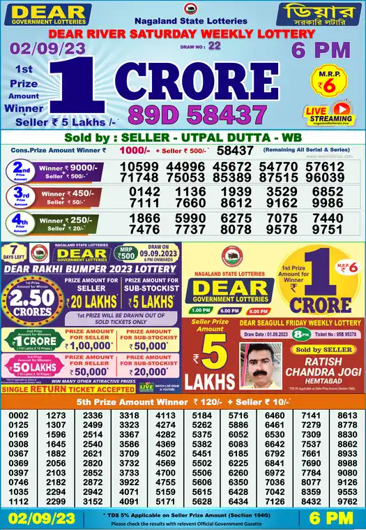 Lottery Sambad 6 PM result 02 Sep 2023