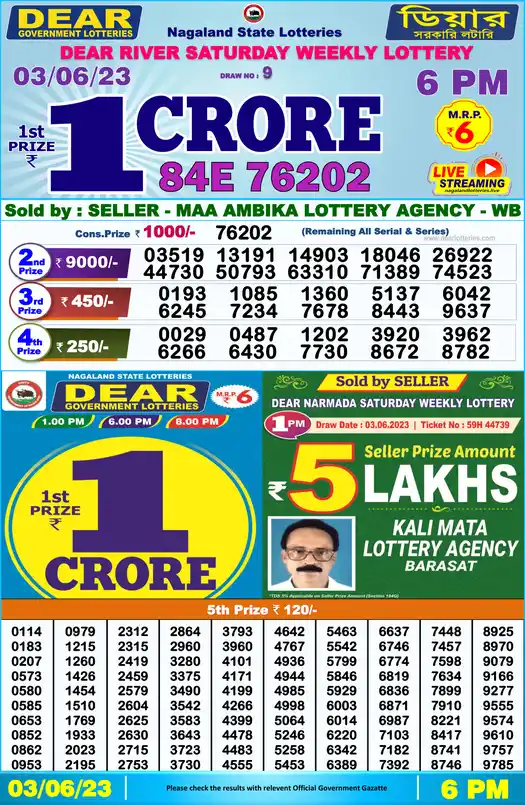 Lottery Sambad 6 PM result 03 Jun 2023