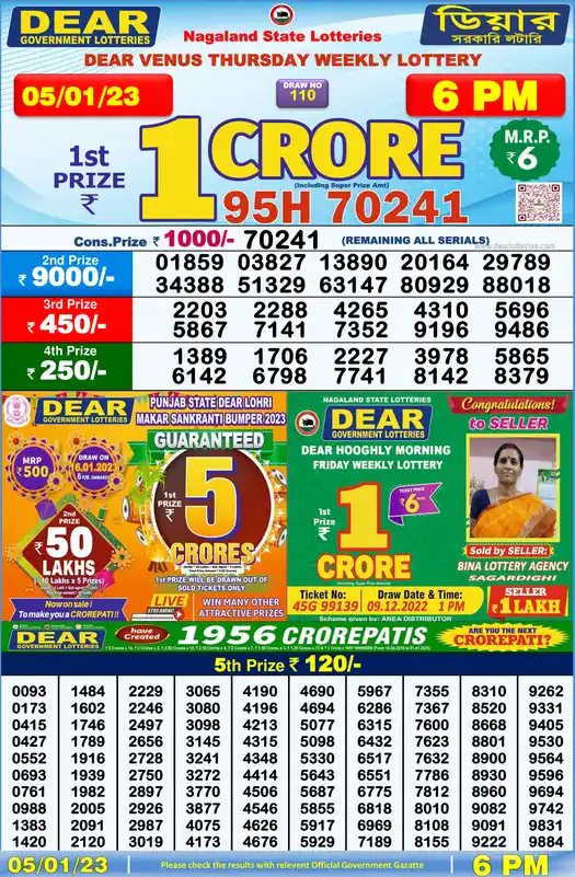Lottery Sambad 6 PM result 05 Jan 2023