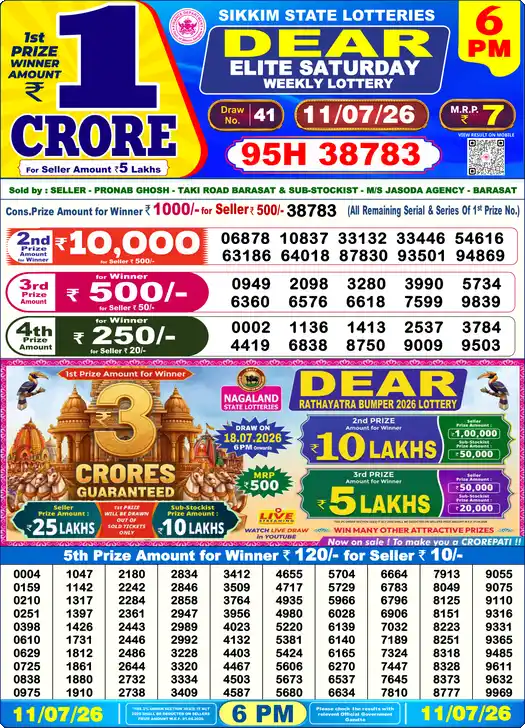 Lottery Sambad 6 PM result 11 Jul 2026