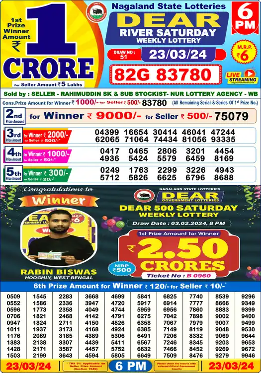 Lottery Sambad 6 PM result 23 Mar 2024