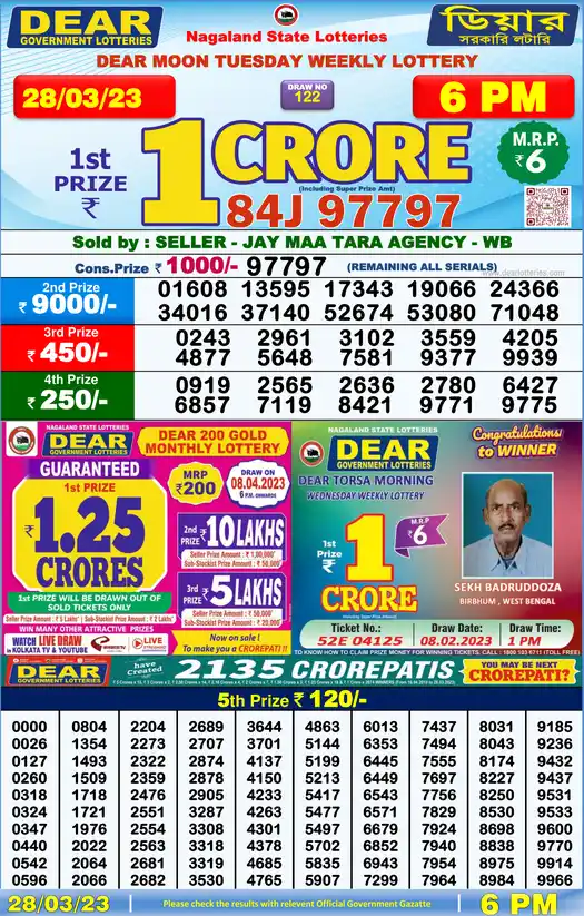 Lottery Sambad 6 PM result 28 Mar 2023