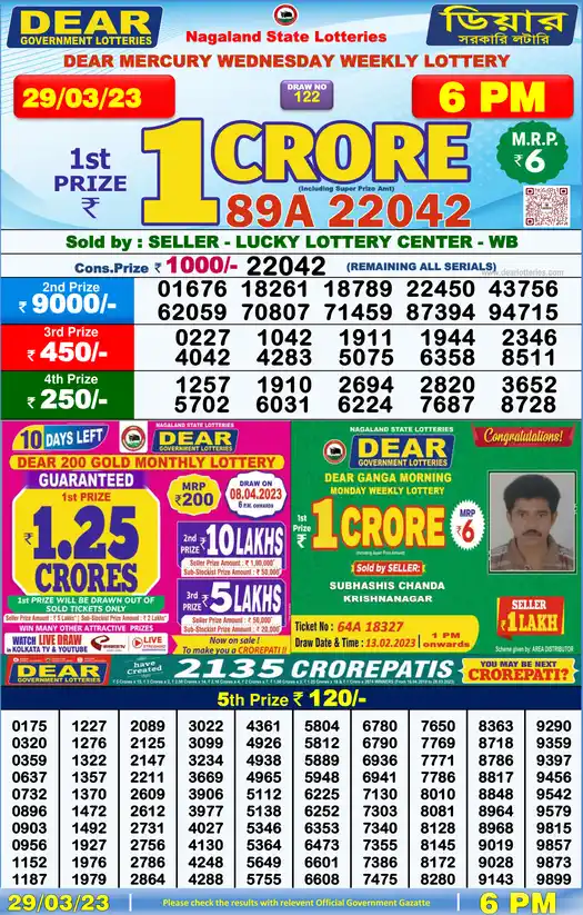Lottery Sambad 6 PM result 29 Mar 2023