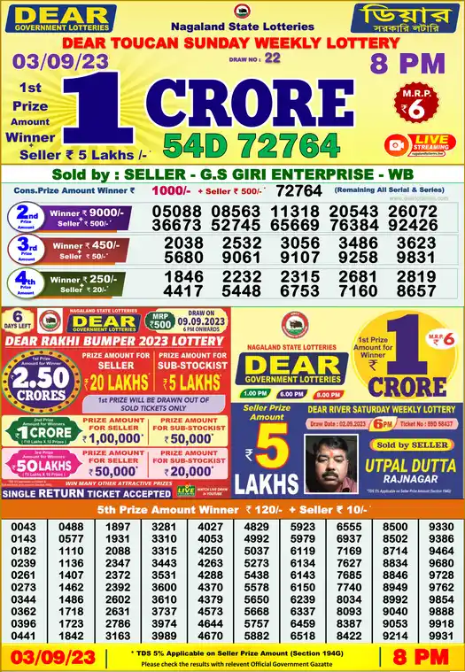 Lottery Sambad 8 PM result 03 Sep 2023