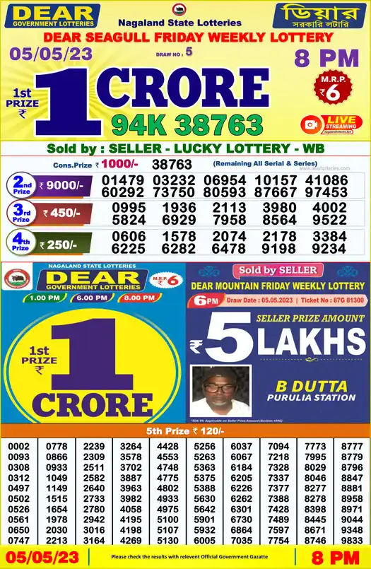 Lottery Sambad 8 PM result 05 May 2023