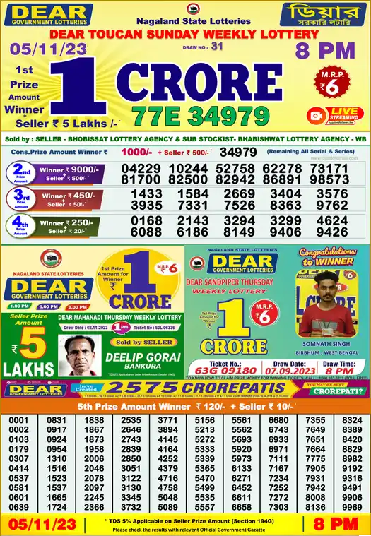 Lottery Sambad 8 PM result 05 Nov 2023