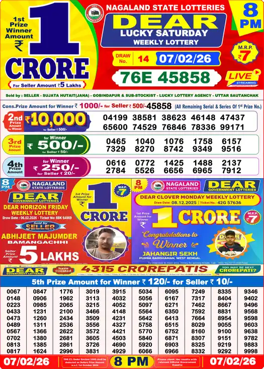 Lottery Sambad 8 PM result 07 Feb 2026