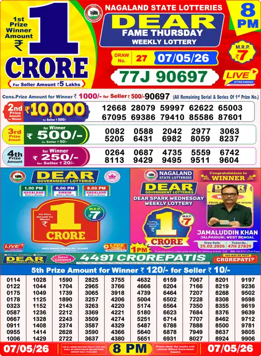 Lottery Sambad 8 PM result 07 May 2026