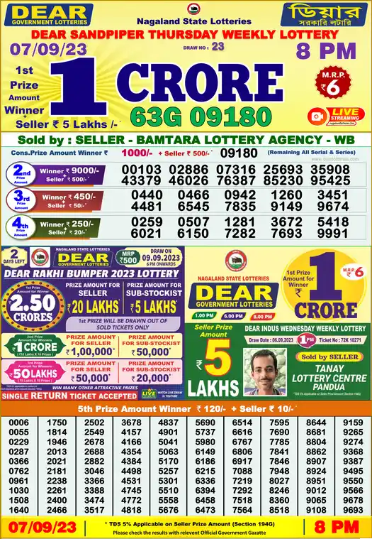 Lottery Sambad 8 PM result 07 Sep 2023