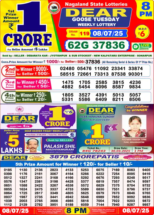 Lottery Sambad 8 PM result 08 Jul 2025