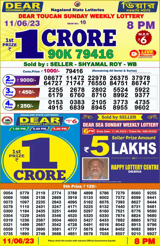 Lottery Sambad 8 PM result 11 Jun 2023