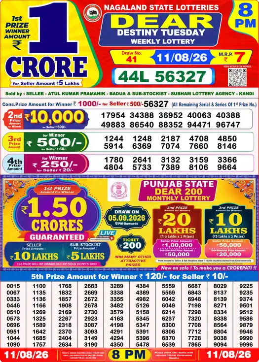 Lottery Sambad 8 PM result 11 Aug 2026