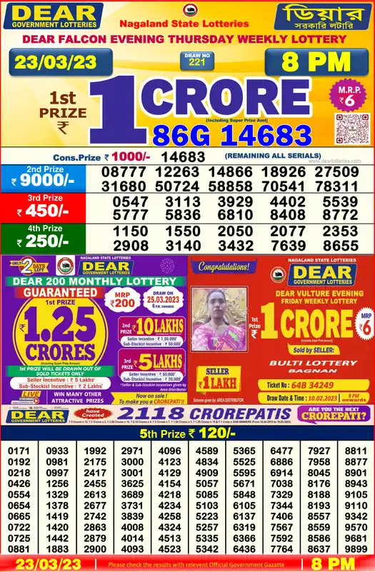 Lottery Sambad 8 PM result 23 Mar 2023