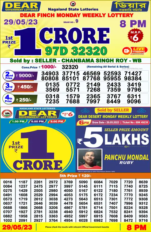 Lottery Sambad 8 PM result 29 May 2023