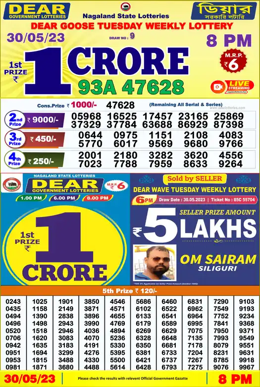 Lottery Sambad 8 PM result 30 May 2023
