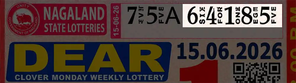 Example of a Lottery Sambad 8:00 PM Dear ticket showing where the 5-digit number is printed